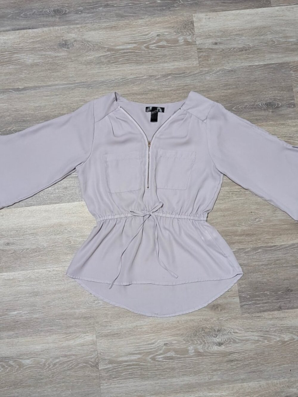 Lavender Zip Front Blouse | Elegant Minimal Top
